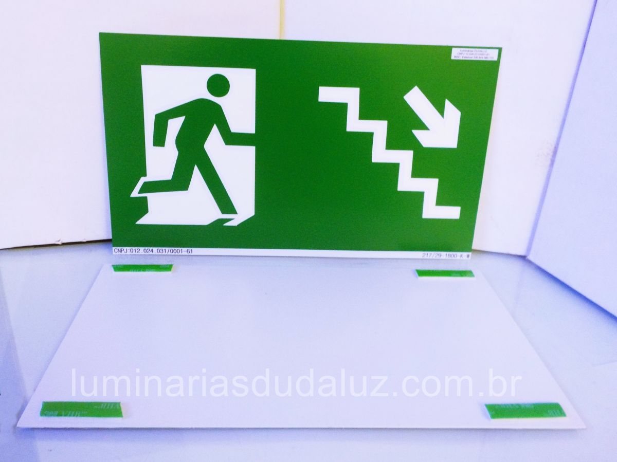 PLACA SINALIZ. 30X18CM EMERG DIR. FOTOLUMINESCENTE